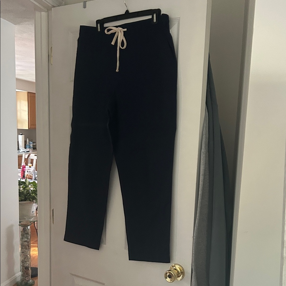 LOFT Black Jogger Trousers with Cream Drawstring